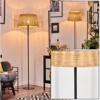 hofstein Stehlampe Stehlampe aus Metall/Korbgeflecht in Schwarz/Naturfarben, ohne Leuchtmittel, Schirm (45 cm) u. Fußschalter, 154,5 cm, 1x E27, ohne Leuchtmittel
