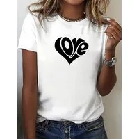 RMK T-Shirt Damen Shirt Top Sommer Basic Rundhals Love Herz