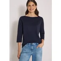 CECIL 3/4-Arm-Shirt U-Boot-Ausschnitt, unifarben, Baumwolle