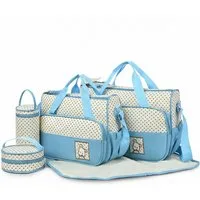 Mutig Wickeltasche 5-teiliges Baby Wickeltasche Set mit Flaschenwärmer & Wickelunterlage (Große Windeltasche als Umhängetasche & Reisetasche, Krankenhaustasche für Geburt, Mama Papa Kinderwagen), Reise Wickeltasche, Mehrzweck Wickeltasche für Unterwe