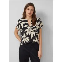 s.Oliver Kurzarmshirt T-Shirt Gemustertes Jersey-T-Shirt mit V-Ausschnitt