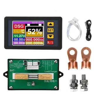 2.4 inch DC7-200V 100-500A Digital Voltmeter Ammeter Voltage Current Coulomb Meter Bidirectional Power Tester Multifunct