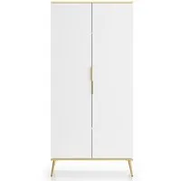 Lomadox Kleiderschrank VLORA-131 weiß mit goldfarbenen Griffen, 2-türig, B/H/T ca. 92/195/53 cm