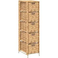 vidaXL Schranksystem Standregal mit 5 Körben 25,5x37x100 cm Wasserhyazinthe (1-St)