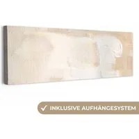 OneMillionCanvasses® Leinwandbild Panorama Kunst - Weiß - Beige - Modern, Fotodruck (1 St), Wandbild, Deko Schlafzimmer Wohnzimmer Flur 60x20 cm