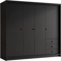 A&J MöbelLand GmbH Drehtürenschrank FALKEN– viertüriger Kleiderschrank 200 cm (Geräumiger viertüriger Kleiderschrank mit Schubladen. Geräumiger Schrank mit einer Breite von 200 cm und Schubladen, ideal zur Aufbewahrung von Kleidung und Accessoires. V