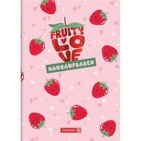 Baier & Schneider Schulheft Hausaufgabenheft Fruity Love A5 48 Blatt rosa rot, mit Stickerbogen