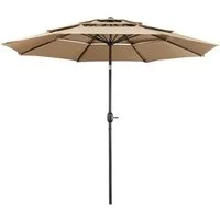 Yaheetech Sonnenschirm ∅ 324 cm, Gartenschirm mit 3-lagigem Dach, Sonnenschutz UPF 50+, neigbar