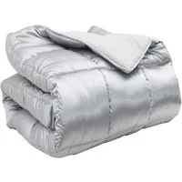 vidaXL Bett Winterbettdecke Silber 155 x 220 cm Satin und Mikrofaser (1-tlg)