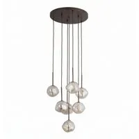 Licht-Erlebnisse Pendelleuchte UMERA, ohne Leuchtmittel, Glas Metall G9 485 cm breit H: max. 150 cm Braun Cognac Modern
