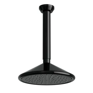 VitrA Liquid Kopfbrause mit Deckenarm Form rund Durchmesser 28 cm Schwarz Hochglanz,A4575039 A4575039