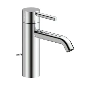 Herzbach DEEP Waschtischmischer M-Size 130mm mit Zugstangen-Ablaufgarnitur Chrom, 18.023100.2.01 18.023100.2.01
