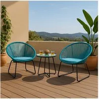 HTI-Living Garten-Essgruppe Modernes Terrassenmöbel, (Set, 3-tlg., 2x Sessel, 1x Tisch, inkl. Sitzkissen), Gartenmöbel Loungegarnitur