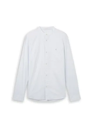 Denim Tom Tailor - Basic Fit Hemd mit Stehkragen light herringbone structure - Gr. - XL