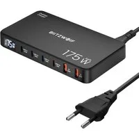 BLiTZWOLF BW-S30 175W 6-Port USB-Ladegerät (5000 mA, 4USB-C+2USB-A QC PD Digitalanzeige, 1-tlg., USB PD Ladegerät, Schnelllade-Desktop-Ladestation)