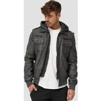 Indicode Lederimitatjacke Herren Aaron Übergangsjacke Herrenjacke mit gerippten Ärmel - und Saumabschluss