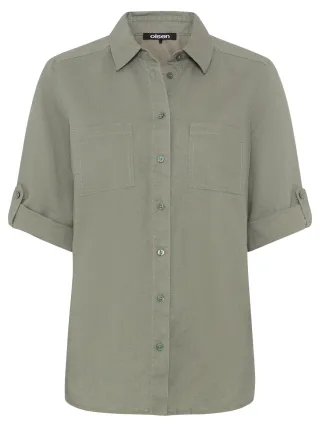 Olsen - Blouse Woven Short Sleeves jungle khaki - Gr. - 48