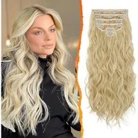 LuxusKollektion Kunsthaar-Extension Clip in Haarverlängerung 6-teilig Blond 50cm für Damen