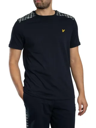 Lyle & Scott Kariertes T-Shirt Mit Einsätzen, Blau