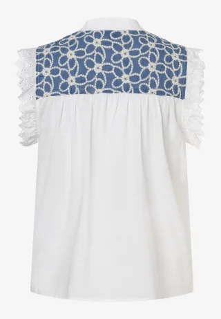 MORE & MORE - Bluse mit Stickereien weiß - Gr. - 40