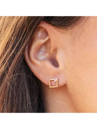 cai Ohrstecker 925 Sterling Silber rosé vergoldet Rechteck Zirkonia