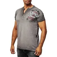 R-NEAL T-Shirt T-Shirt Verwaschen Regular Printed Oil Washed Roundneck S M L XL XXL