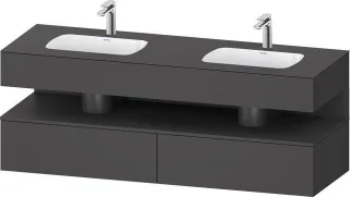 Duravit Qatego Einbauwaschtisch mit Konsolenwaschtischunterbau Graphit Matt 1600x550x600 mm - QA4797 QA4797049490010