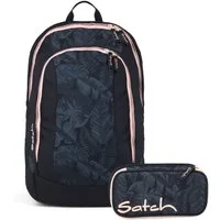 Satch Schulranzen Schulrucksack-Set AIR Midnight Jungle 2-teilig (2-teilig), Schulranzen, ergonomisch, Laptop-Fach, Your-Size-System