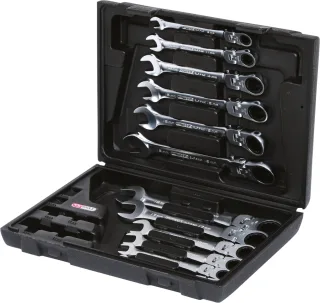 KS Tools GEARplus Gelenk-Ratschenringmaulschlüssel-Satz, 12-tlgfeststellbar - 503.4865