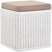 Krines Home Sitztruhe Rattan Wäschekorb Quadratisch Wäschetruhe Sitz gepolstert Flur-Bank, Aufbewahrungsbox mit Deckel Bad-Hocker Sitzhocker Wäschesammler