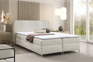 Boxspringbett Schlafzimmerbett ALIZE 120x200cm Stoff Fresh Creme