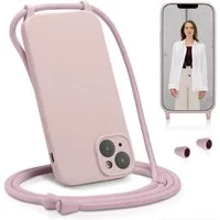 CoolGadget Handyhülle Premium Handyhülle mit verstellbarer Handykette für iPhone 14, Hülle zum Umhängen Kette inkl. 2x Displayschutzfolie aus Glas