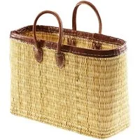 Kobolo Shopper Seegrastasche mit Lederrand und Ledergriffen