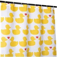 ANRO Duschvorhang FASTY Ente Anti-Schimmel Polyester Badezimmervorhang Bad-Stoff Breite 120 cm (Packung, 1-tlg., Duschvorhang inkl. Aufhängeringe), robuster Vorhang Stangenaufhängung 120x200cm Modern Gelb