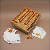 ROMBOL Denkspiele Spiel CRIBBAGE - rasantes, britisches Kartenspiel, Brettspiel, Holzspiel