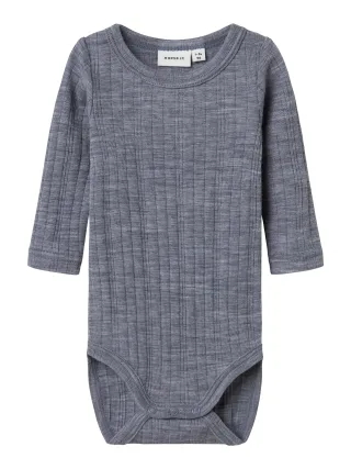 NAME IT - NBMWANG WOOL NEEDLE LS BODY SOLID NOOS Folkstone Gray - Gr. - 62