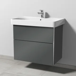 Sanipa 3way Waschtischunterbau zu Geberit Smyle Square Waschtisch mit 2 Auszügen, Anthrazit-Glanz BS67279