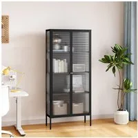 en.casa Standvitrine »Vinterhavn« mit 2 Türen 180 x 80 x 35 cm Stahl Schwarz