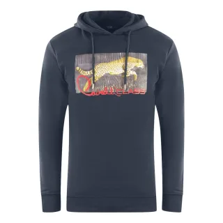 Cavalli Class Sprinting Leopard Logo Navy Blau Hoodie