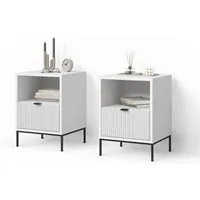 Livinity® Nachtschrank Aterno, Weiß, 2er Set (2-St)