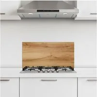 KitchenYeah Küchenrückwand selbstklebend (keine Folie) Holzoptik/print - Braun - Holz, (1-tlg), Küchenrückwand, Spritzschutz, Kitchen, 60x30 cm
