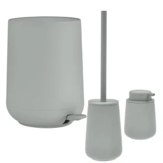Bad-Accessoires Nova One Set 3tlg matcha green | Zone Denmark Monochrome Design-Kombi aus Soft-Touch Kosmetikeimer, Toilettenbürste & Seifenspender fü