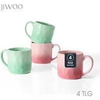 JIWOO Tasse 4er 320ml, Kaffeebecher Skandinavische Geschirr set Becher Teebecher, 4-tlg., Keramik, Keramiktassen Handgefertigt Kafeeservice Mikrowellen spülmaschinenfest