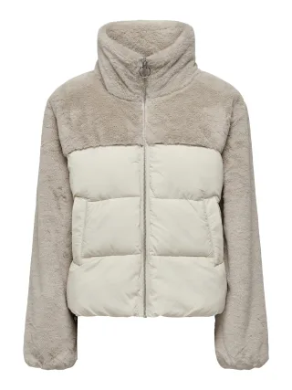 ONLY - ONLWANJA FUR PUFFER MIX JACKET NOOS OTW Moonbeam - Gr. - XS