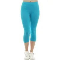 F&K-Mode Caprileggings Damen Capri 3/4 Leggings kurze Baumwolle Hose kurze