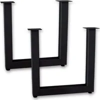 holz4home® Tischgestell Tischbeine aus Metall I Schwerlast Gestell Schwarz pulverbeschichtet