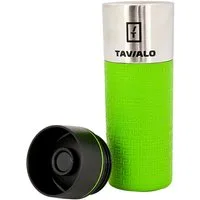 TAVIALO Isolierflasche Thermobecher - Isolierbecher 420ml, INOX Edelstahl (grün), + 2 zusätzliche Silikondichtungen