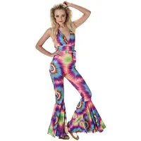 REDSUN Kostüm 70er-Jahre Batik-Jumpsuit Damenkostüm bunt