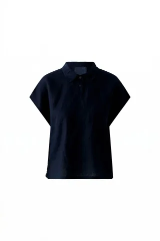 Oui - Leinen Patch Bluse darkblue - Gr. - 42