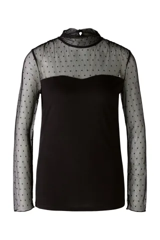 Oui - Langarmshirt elastische Viskose black - Gr. - 40